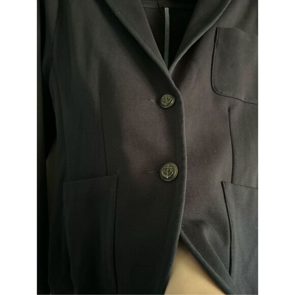 Lands End SZ 16 Women’s Black Cotton 2 Button Blazer Anchor Buttons Nautical - Picture 4 of 8
